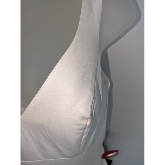 Mac Duggal V-Neck White A-Line Simple Elegant Summer Pockets Wedding Dress SZ 6 - Picture 12 of 13